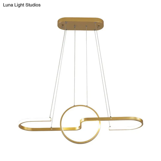 Sleek Ring And Curve Dining Room Pendant Light With Led Ceiling Mount Minimalistic Metal Simplicity