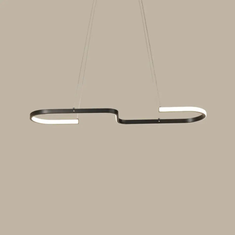 Sleek Ring And Curve Dining Room Pendant Light With Led Ceiling Mount Minimalistic Metal Simplicity