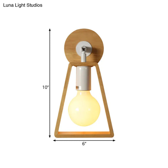 Sleek Rotatable Trapezoid Wall Light Sconce In Modernist Style - Beige Wood Lamp For Bedroom