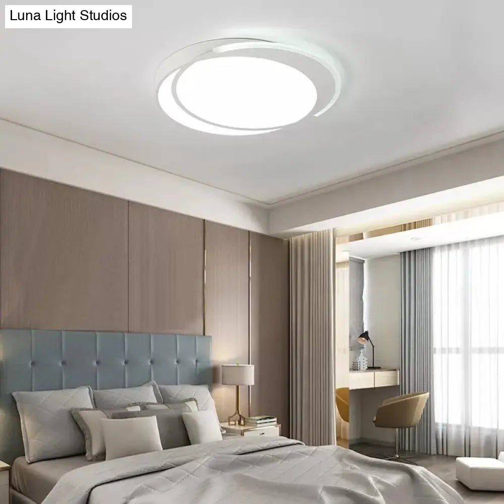 Sleek Round Ceiling Mount Light - Acrylic Flush Perfect For Adult Bedroom