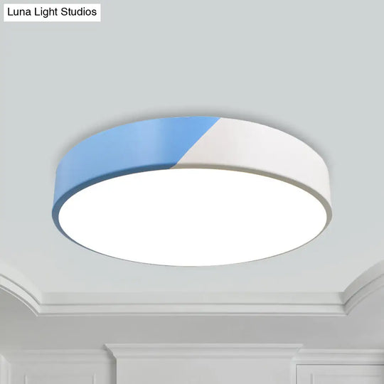 Sleek Round Flush Mount Nordic Design Ceiling Lamp With Acrylic Shade For Dining Room Blue / Third