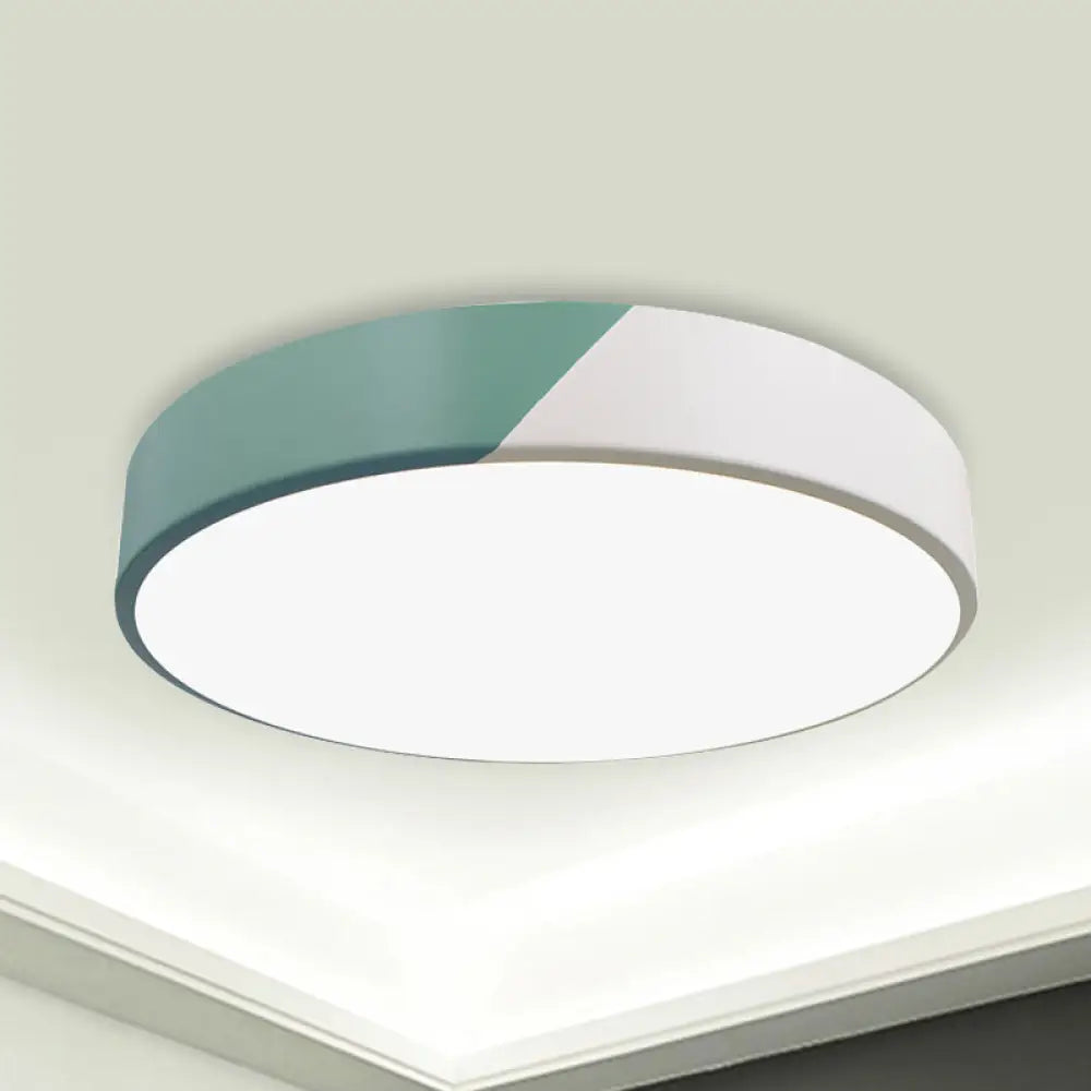 Sleek Round Flush Mount Nordic Design Ceiling Lamp With Acrylic Shade For Dining Room Green / Third