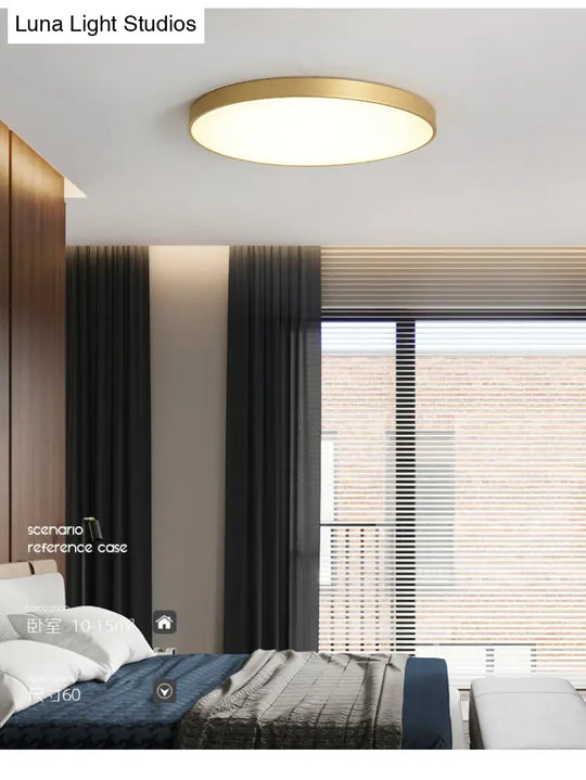 Sleek Round Led Ceiling Lamp For Modern Bedroom And Corridor Lighting - Gold Baking Paint Bezel