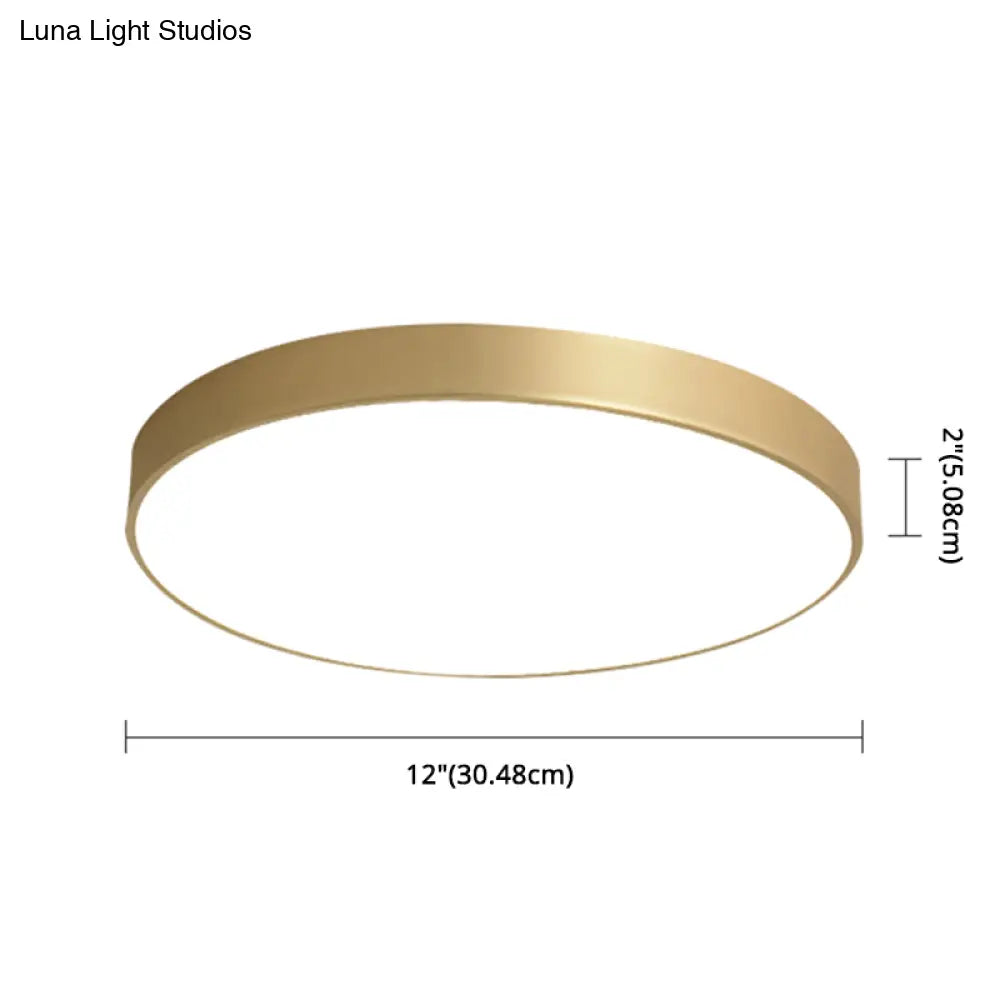 Sleek Round Led Ceiling Lamp For Modern Bedroom And Corridor Lighting - Gold Baking Paint Bezel