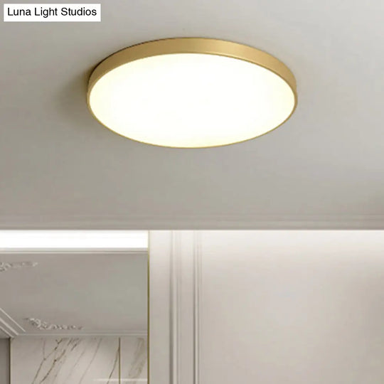 Sleek Round Led Ceiling Lamp For Modern Bedroom And Corridor Lighting - Gold Baking Paint Bezel