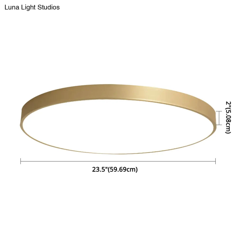 Sleek Round Led Ceiling Lamp For Modern Bedroom And Corridor Lighting - Gold Baking Paint Bezel