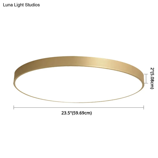 Sleek Round Led Ceiling Lamp For Modern Bedroom And Corridor Lighting - Gold Baking Paint Bezel