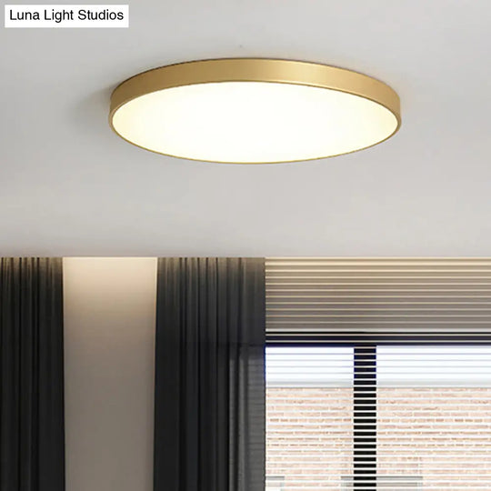 Sleek Round Led Ceiling Lamp For Modern Bedroom And Corridor Lighting - Gold Baking Paint Bezel