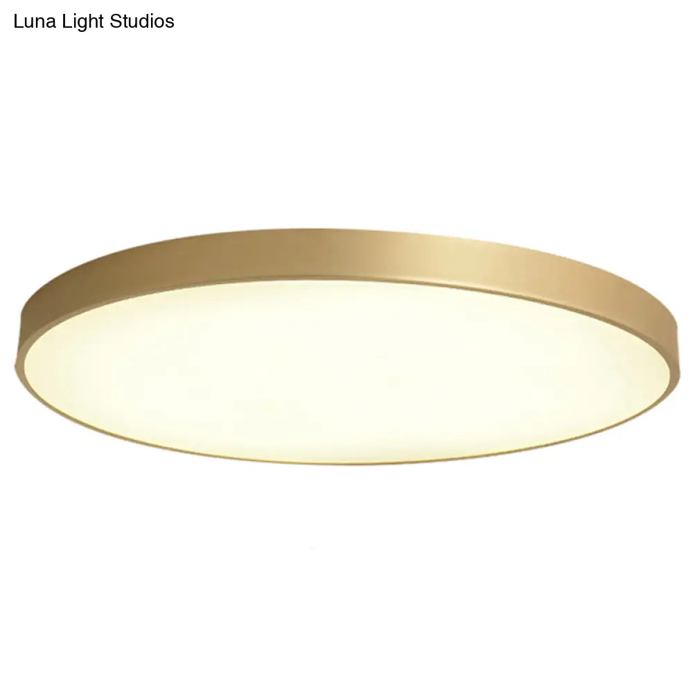 Sleek Round Led Ceiling Lamp For Modern Bedroom And Corridor Lighting - Gold Baking Paint Bezel / 16