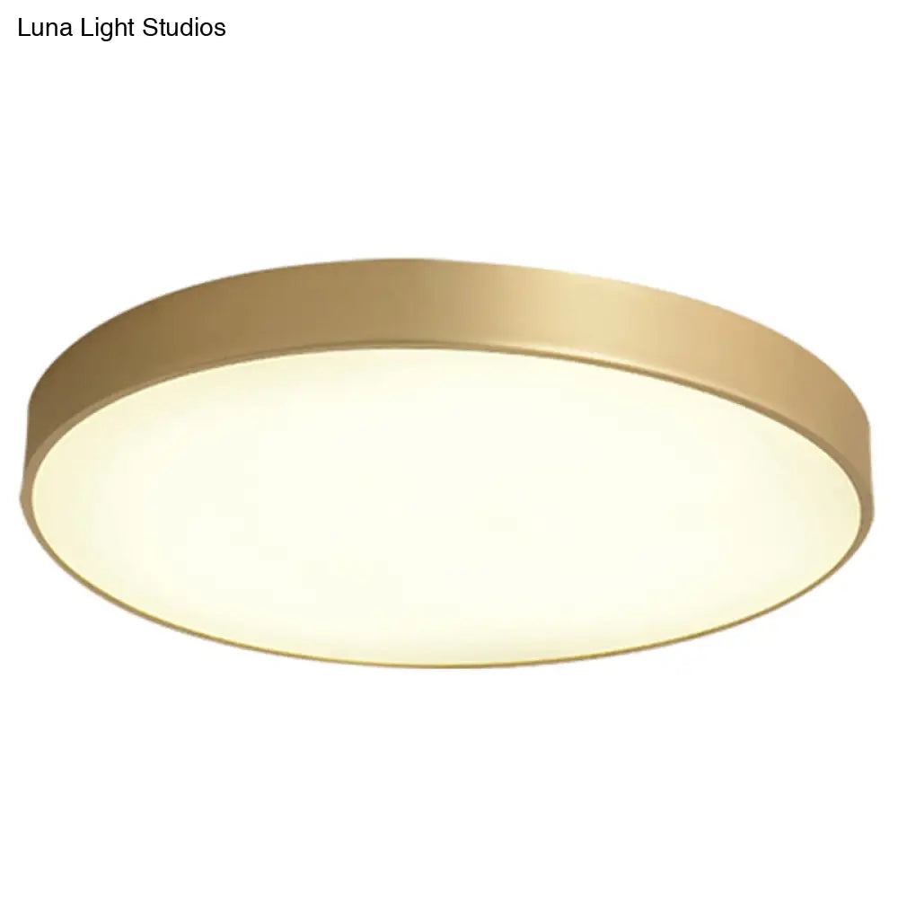 Sleek Round Led Ceiling Lamp For Modern Bedroom And Corridor Lighting - Gold Baking Paint Bezel / 12