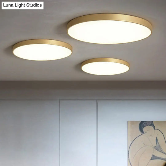 Sleek Round Led Ceiling Lamp For Modern Bedroom And Corridor Lighting - Gold Baking Paint Bezel