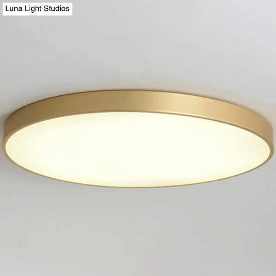 Sleek Round Led Ceiling Lamp For Modern Bedroom And Corridor Lighting - Gold Baking Paint Bezel