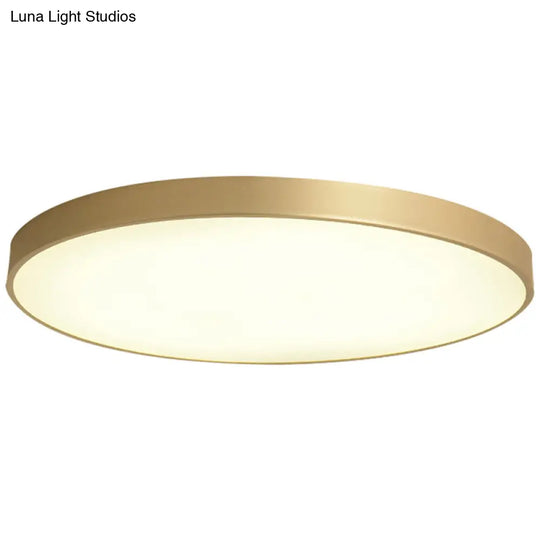 Sleek Round Led Ceiling Lamp For Modern Bedroom And Corridor Lighting - Gold Baking Paint Bezel /