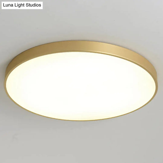 Sleek Round Led Ceiling Lamp For Modern Bedroom And Corridor Lighting - Gold Baking Paint Bezel