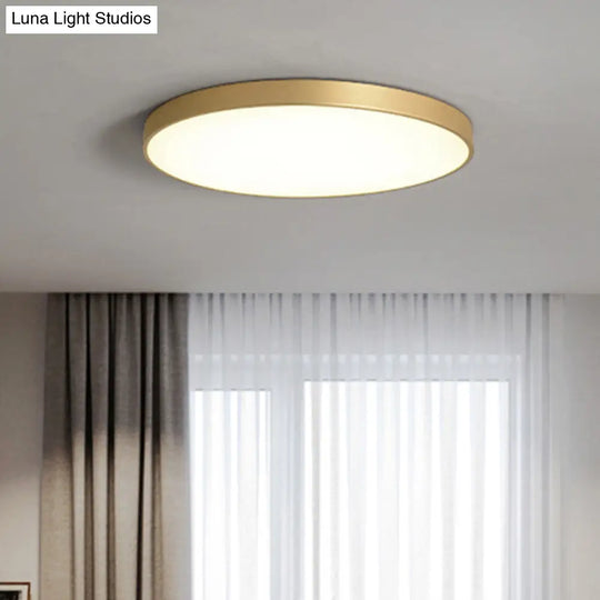 Sleek Round Led Ceiling Lamp For Modern Bedroom And Corridor Lighting - Gold Baking Paint Bezel