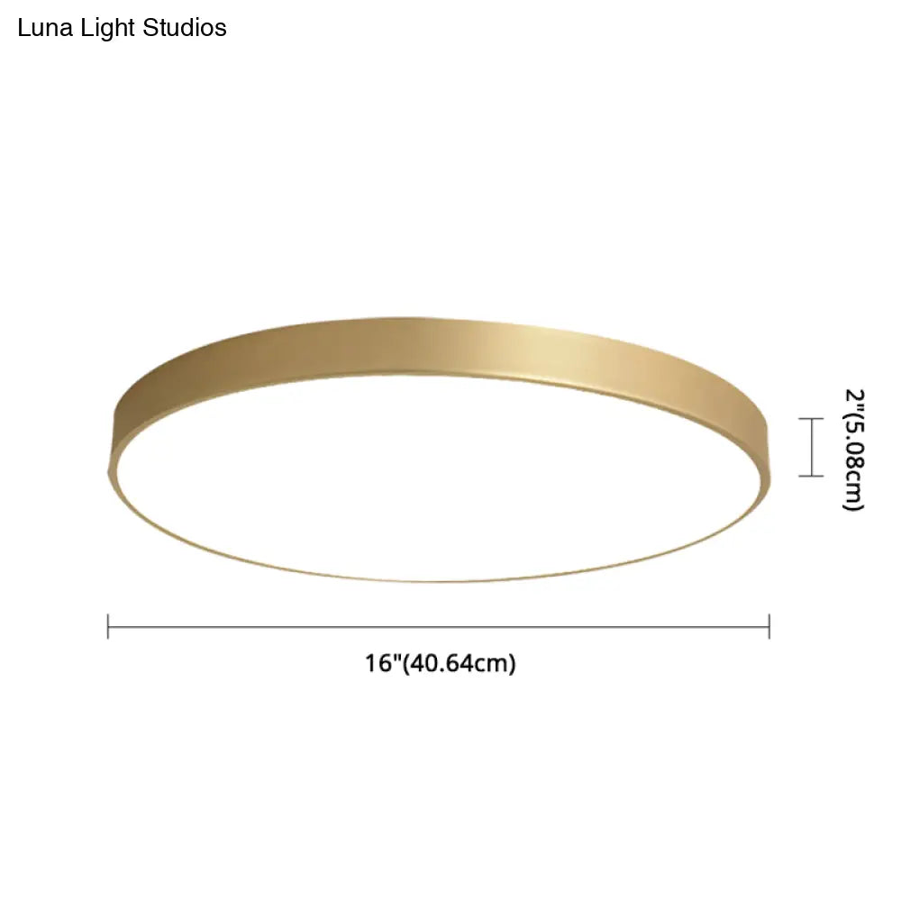 Sleek Round Led Ceiling Lamp For Modern Bedroom And Corridor Lighting - Gold Baking Paint Bezel