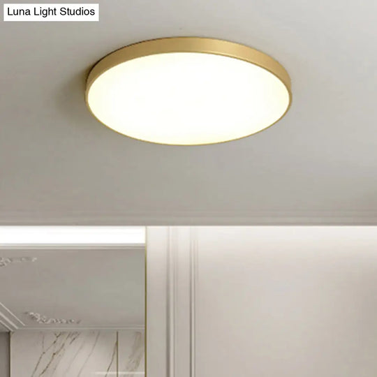 Sleek Round Led Ceiling Lamp For Modern Bedroom And Corridor Lighting - Gold Baking Paint Bezel