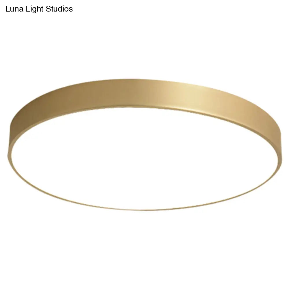 Sleek Round Led Ceiling Lamp For Modern Bedroom And Corridor Lighting - Gold Baking Paint Bezel / 12