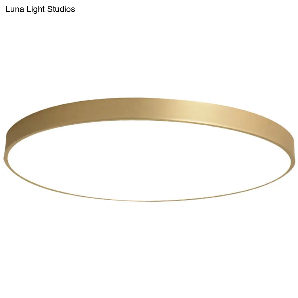 Sleek Round Led Ceiling Lamp For Modern Bedroom And Corridor Lighting - Gold Baking Paint Bezel /