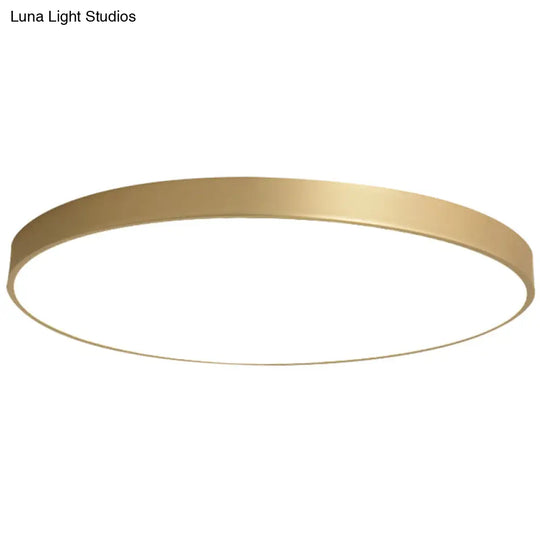 Sleek Round Led Ceiling Lamp For Modern Bedroom And Corridor Lighting - Gold Baking Paint Bezel /