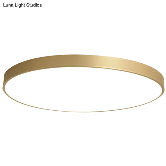 Sleek Round Led Ceiling Lamp For Modern Bedroom And Corridor Lighting - Gold Baking Paint Bezel /