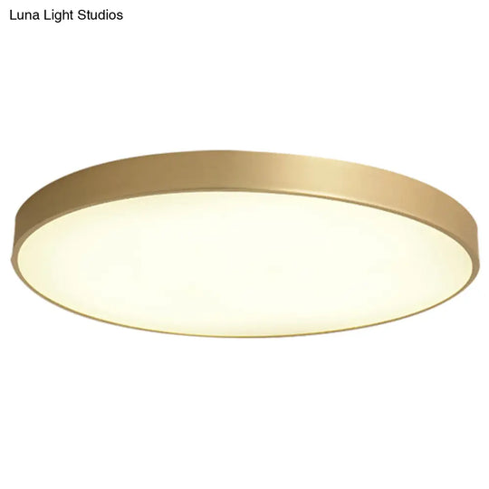 Sleek Round Led Ceiling Lamp For Modern Bedroom And Corridor Lighting - Gold Baking Paint Bezel /