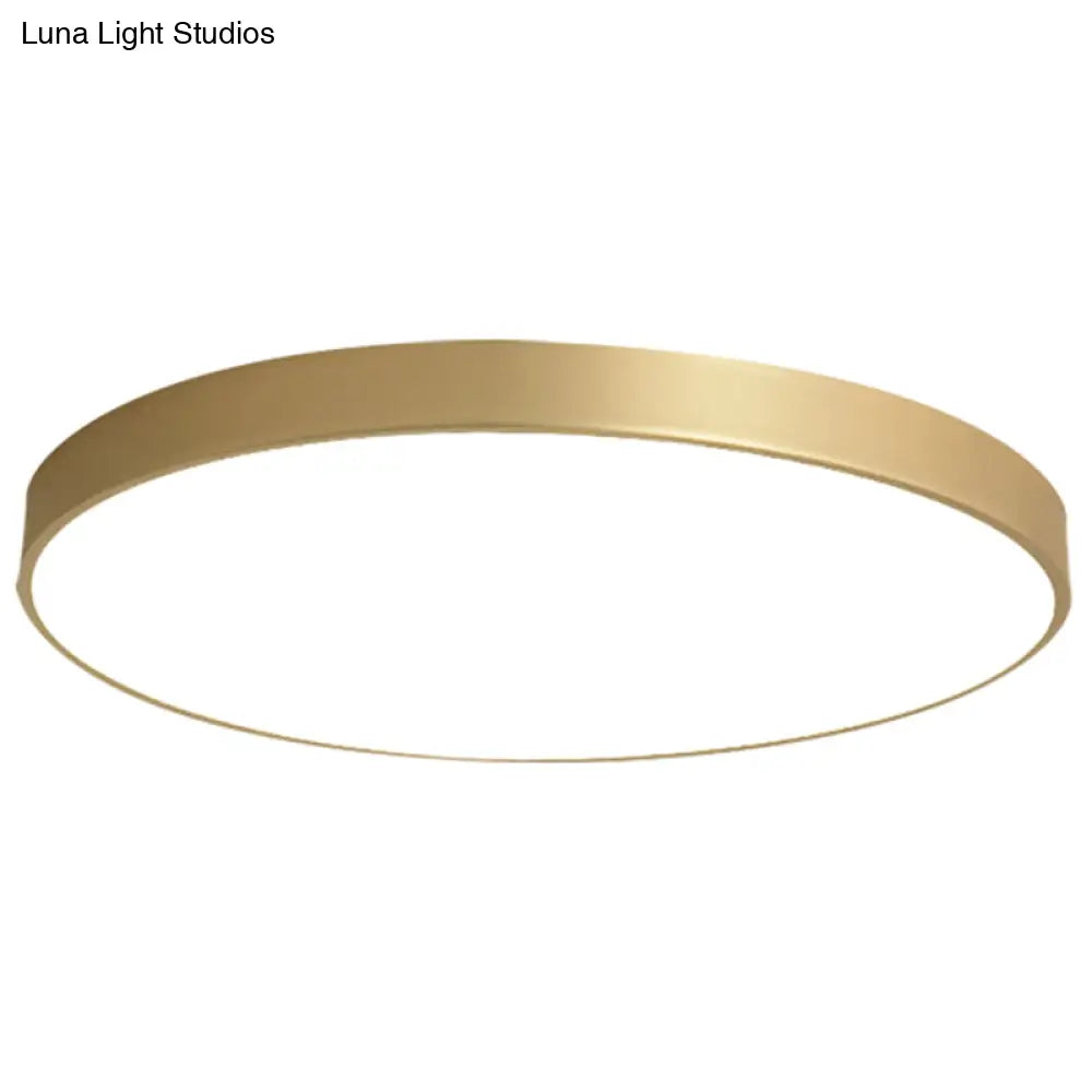 Sleek Round Led Ceiling Lamp For Modern Bedroom And Corridor Lighting - Gold Baking Paint Bezel / 16