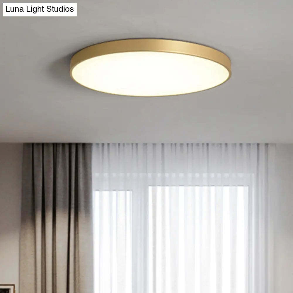 Sleek Round Led Ceiling Lamp For Modern Bedroom And Corridor Lighting - Gold Baking Paint Bezel