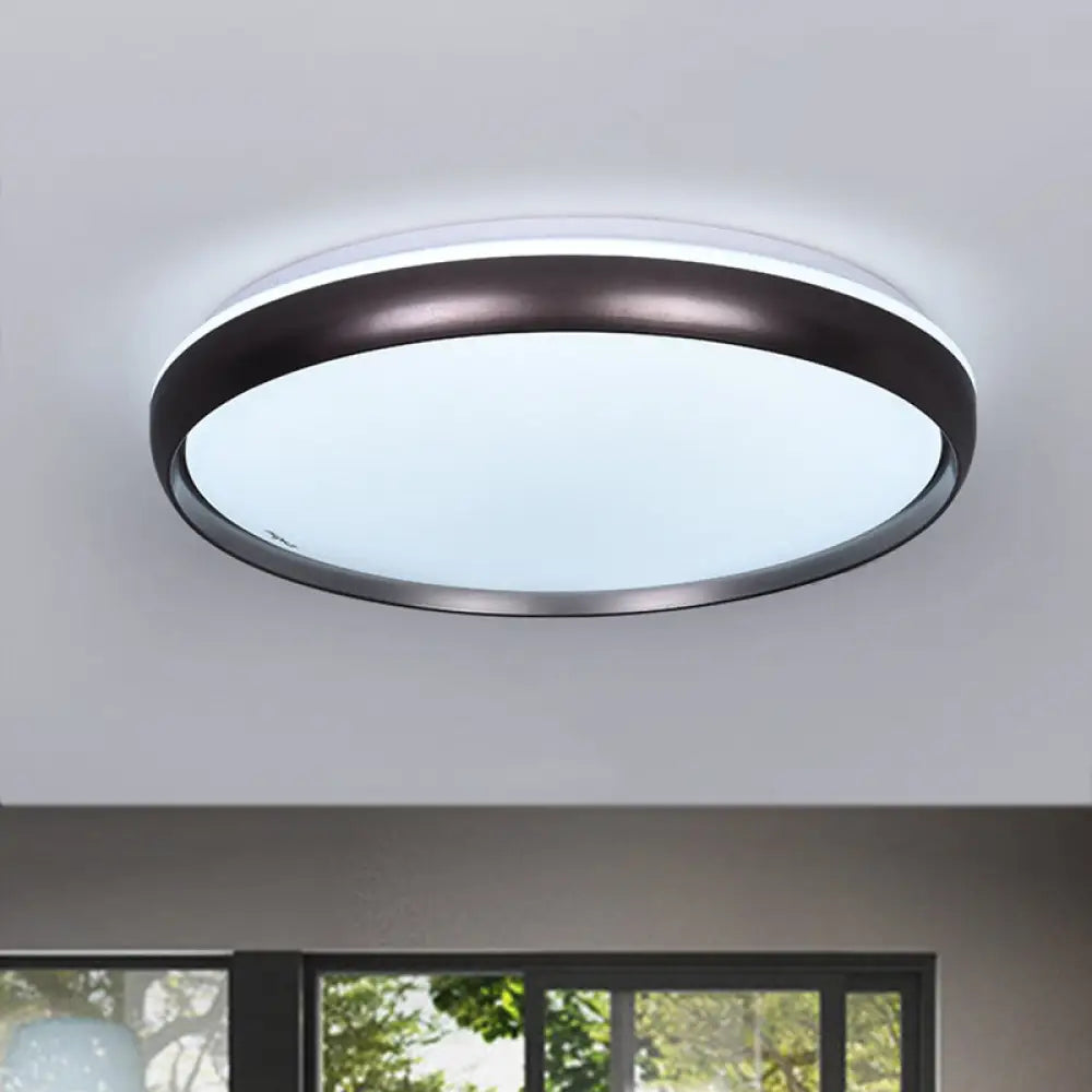 Sleek Round Led Ceiling Lamp - Modern Metallic Dark Brown/Copper/Dark Gold Flush Mount Lighting For