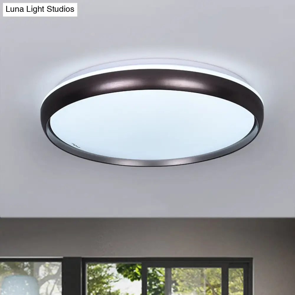 Sleek Round Led Ceiling Lamp - Modern Metallic Dark Brown/Copper/Dark Gold Flush Mount Lighting For