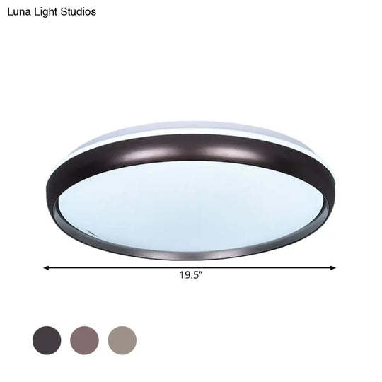 Sleek Round Led Ceiling Lamp - Modern Metallic Dark Brown/Copper/Dark Gold Flush Mount Lighting For