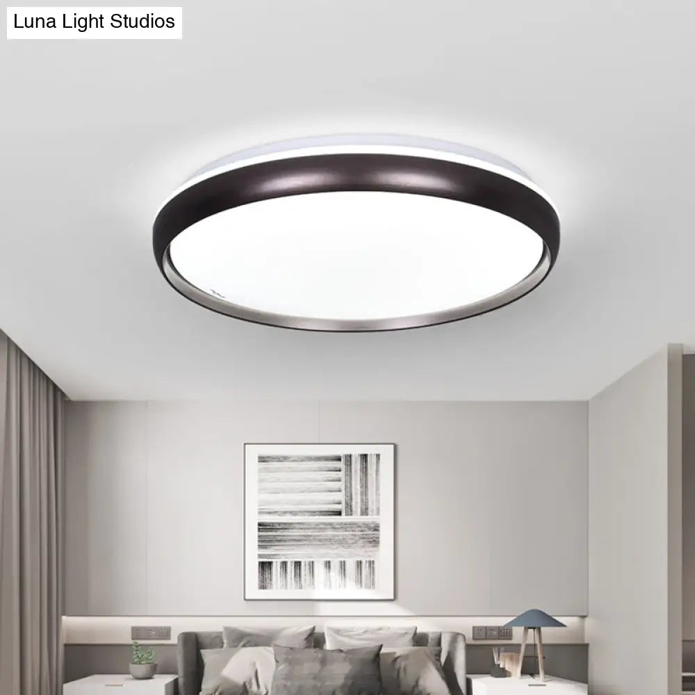 Sleek Round Led Ceiling Lamp - Modern Metallic Dark Brown/Copper/Dark Gold Flush Mount Lighting For