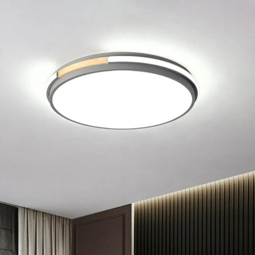 Sleek Round Led Flush Mount Light For Bedrooms - Acrylic Finish Grey / Small White