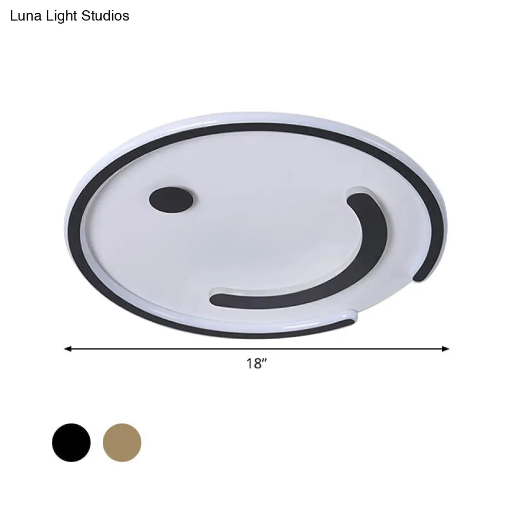 Sleek Round Led Flushmount Lamp In Black/Gold Or White/Warm Light For Bedroom Ceiling