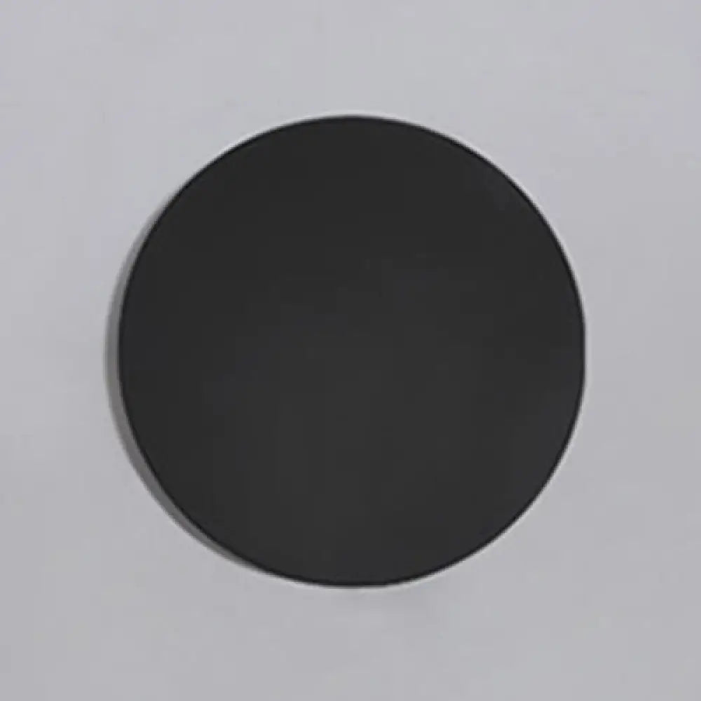 Sleek Round Led Wall Sconce Light Fixture With Simplistic Metallic Design In Black/White 6/8 Width