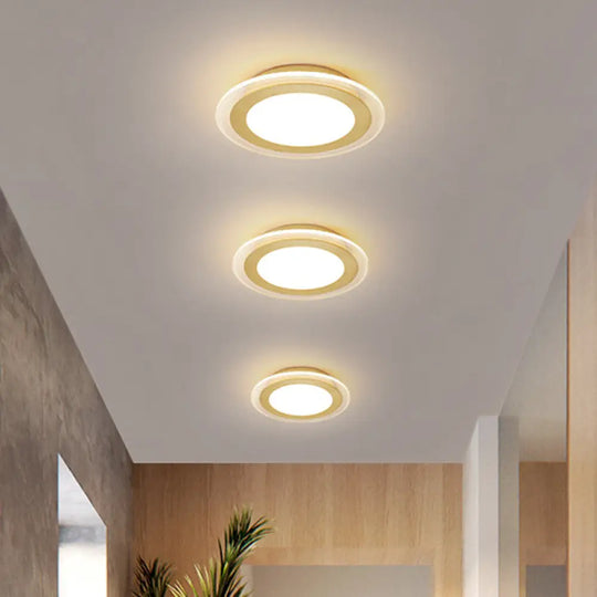 Sleek Round Panel Ceiling Light With Simplicity Led For Corridor - Gold Flush Mount