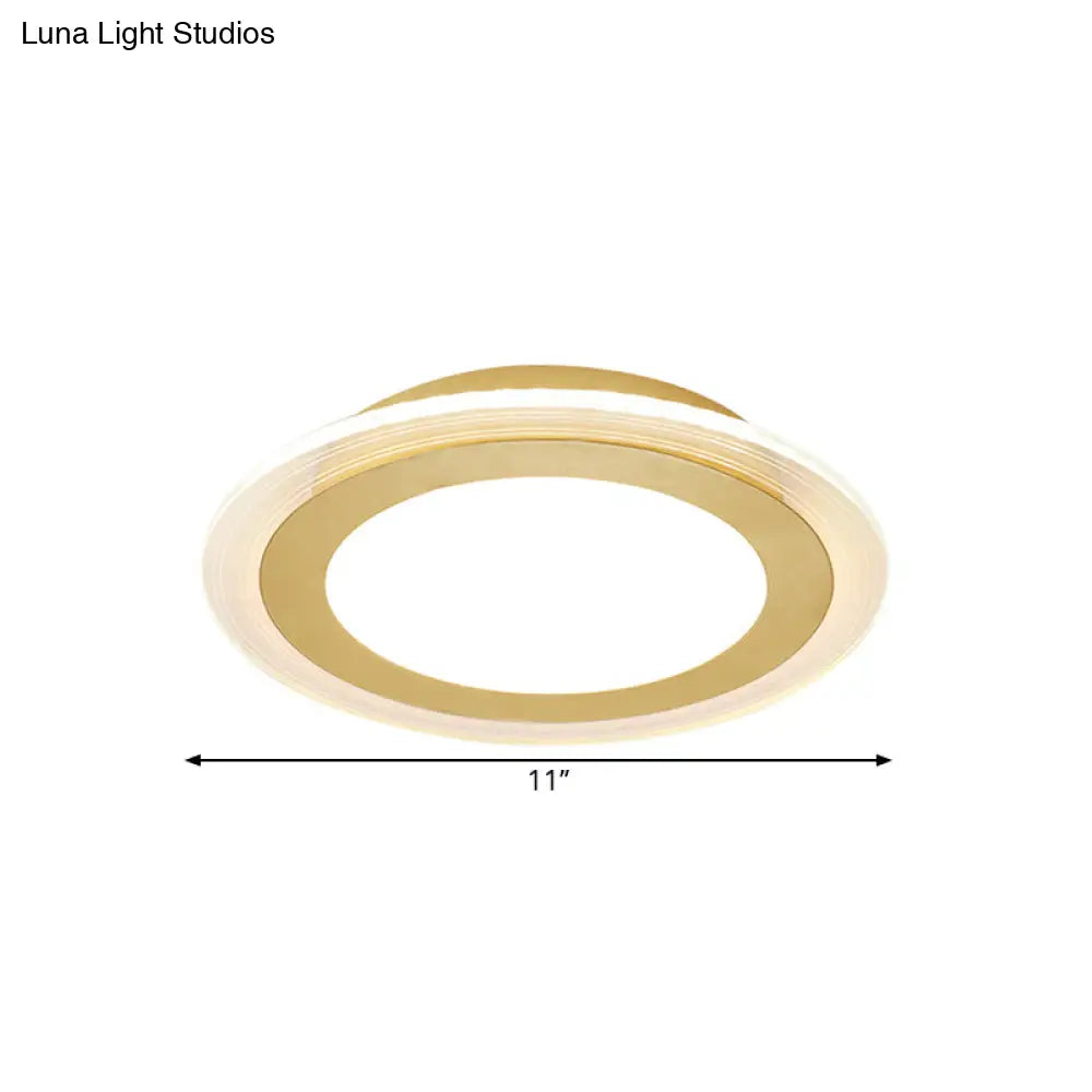 Sleek Round Panel Ceiling Light With Simplicity Led For Corridor - Gold Flush Mount