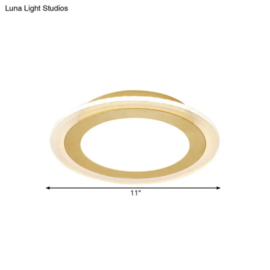 Sleek Round Panel Ceiling Light With Simplicity Led For Corridor - Gold Flush Mount