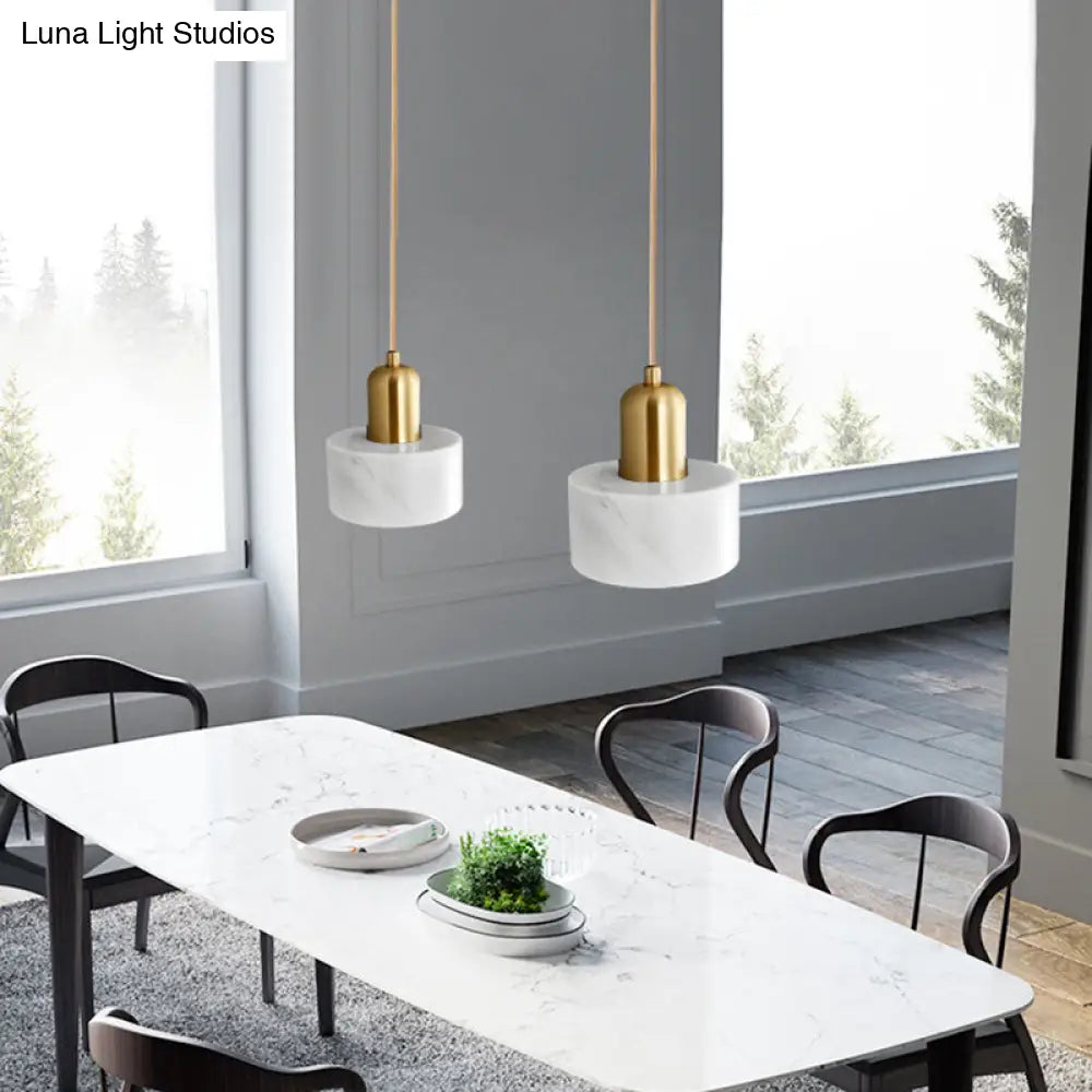 Marble Pendant Light - Round Shade Simple Suspension Fixture For Dining Room Lighting 1 / White