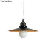 Sleek Saucer Iron Ceiling Pendant Lamp: Industrial 1-Bulb Restaurant Suspension Lighting In Black