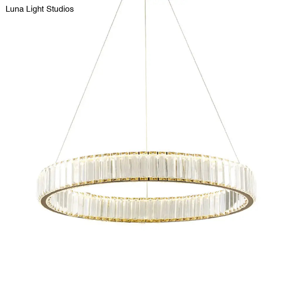 Sleek Silver Crystal Led Chandelier Pendant For Minimalistic Ribbed Bedroom Lamp 16’/23.5’ Dia