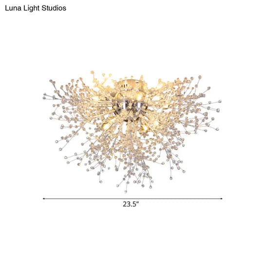 Sleek Silver Firework Semi Mount Lighting - Modern 22’/23.5’ W 8/12/16 Lights Metal Ceiling