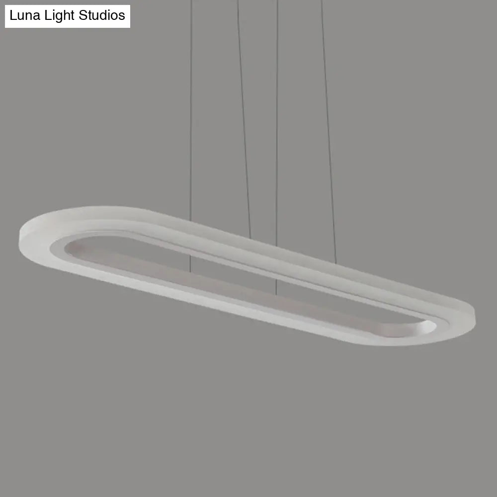 Sleek Silver Led Office Island Ceiling Light - Acrylic Pendulum Design