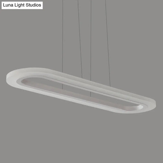 Sleek Silver Led Office Island Ceiling Light - Acrylic Pendulum Design