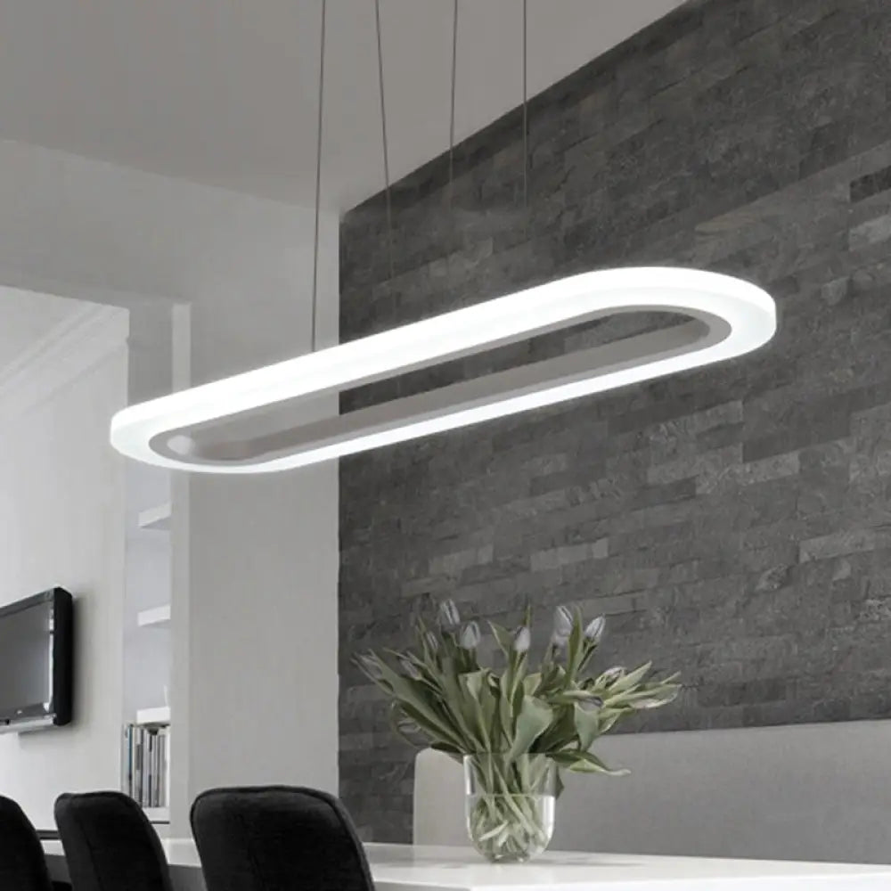 Sleek Silver Led Office Island Ceiling Light - Acrylic Pendulum Design / 31.5 Natural