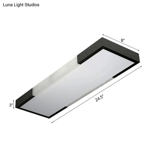 Sleek Simplicity Rectangular Flush Mount Lamp - 8/15 Wide Metal 24.5/35.5 Long Led Cloakroom Light