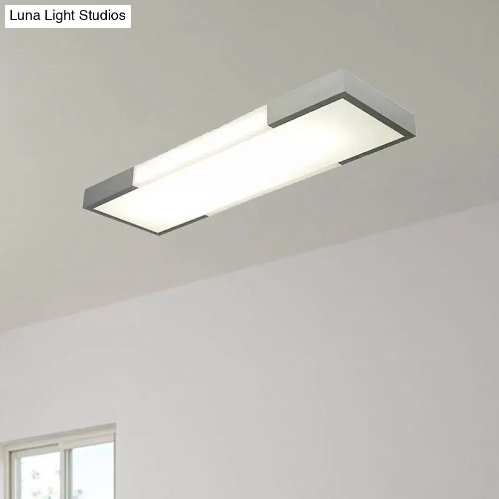 Sleek Simplicity Rectangular Flush Mount Lamp - 8/15 Wide Metal 24.5/35.5 Long Led Cloakroom Light