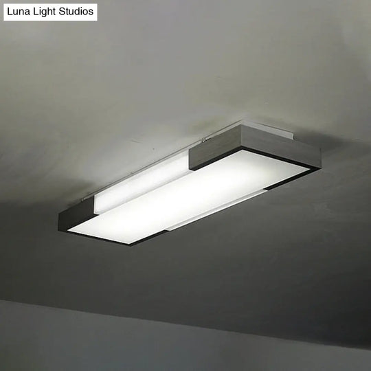 Sleek Simplicity Rectangular Flush Mount Lamp - 8/15 Wide Metal 24.5/35.5 Long Led Cloakroom Light