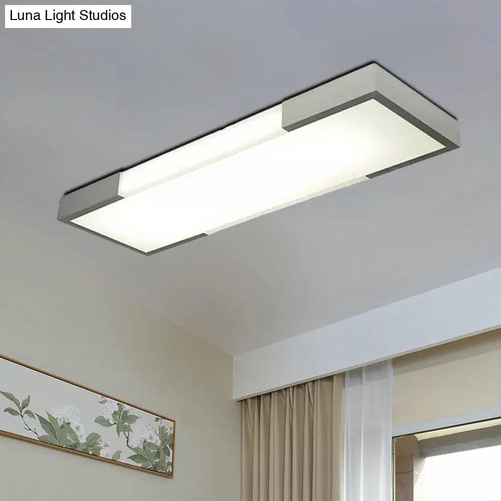 Sleek Simplicity Rectangular Flush Mount Lamp - 8/15 Wide Metal 24.5/35.5 Long Led Cloakroom Light