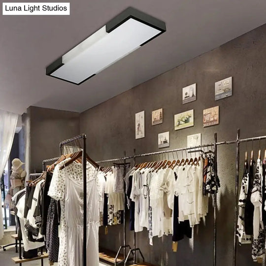 Sleek Simplicity Rectangular Flush Mount Lamp - 8/15 Wide Metal 24.5/35.5 Long Led Cloakroom Light